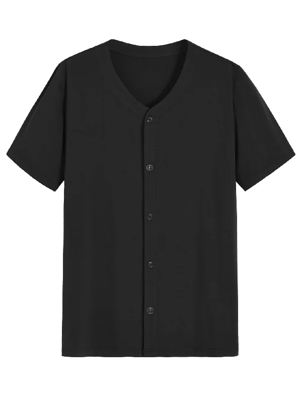 Men's Viscose Pajama Top Button Up Sleep Shirt