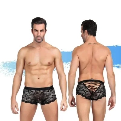 Ashella Lingerie Mica Lace Boxer Brief Black L/XL