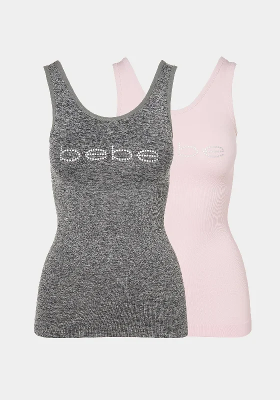 bebe-logo-2-pack-cami-set-blush-charcoal-heather