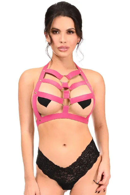 Stretchy Body Harness w Metal Ring Detail