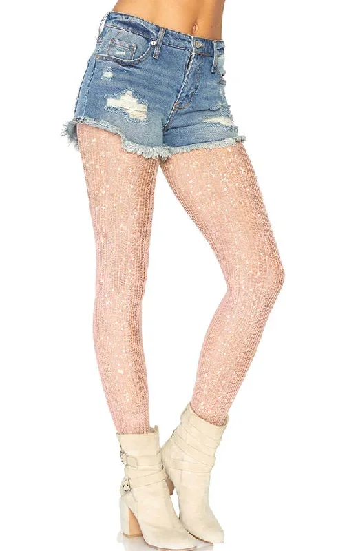 Crocheted rose gold pantyhose with glitter