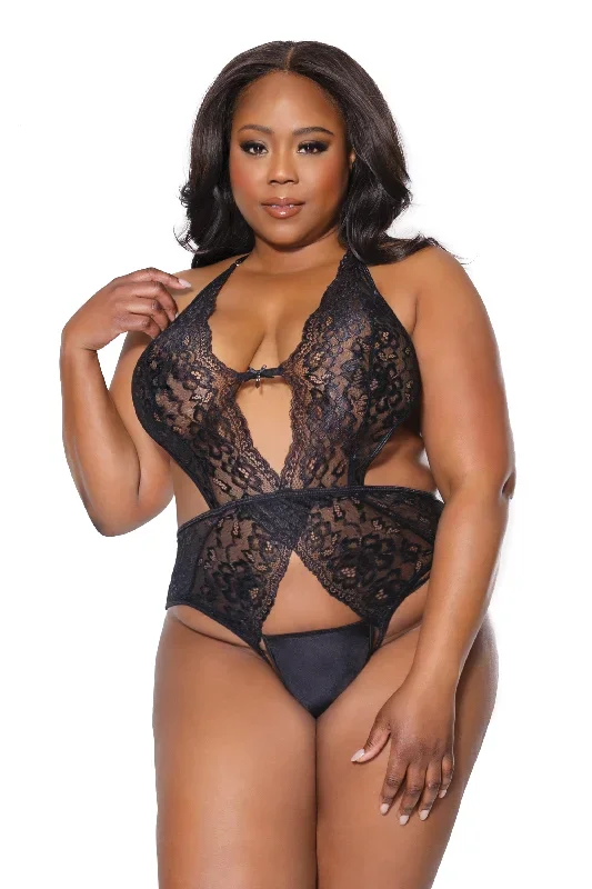 Fancy It?- Plus Size Crotchless Teddy