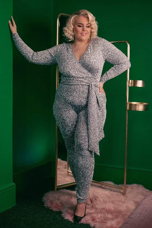 Farouz Silver Disco Jumpsuit Curve