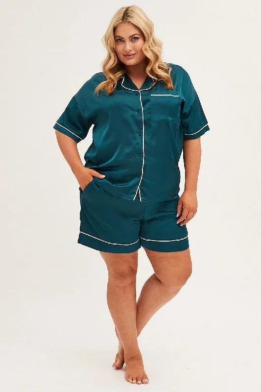 green-pyjamas-set-short-sleeve-collared-shorts-satin-cnw1114n-84wb-1