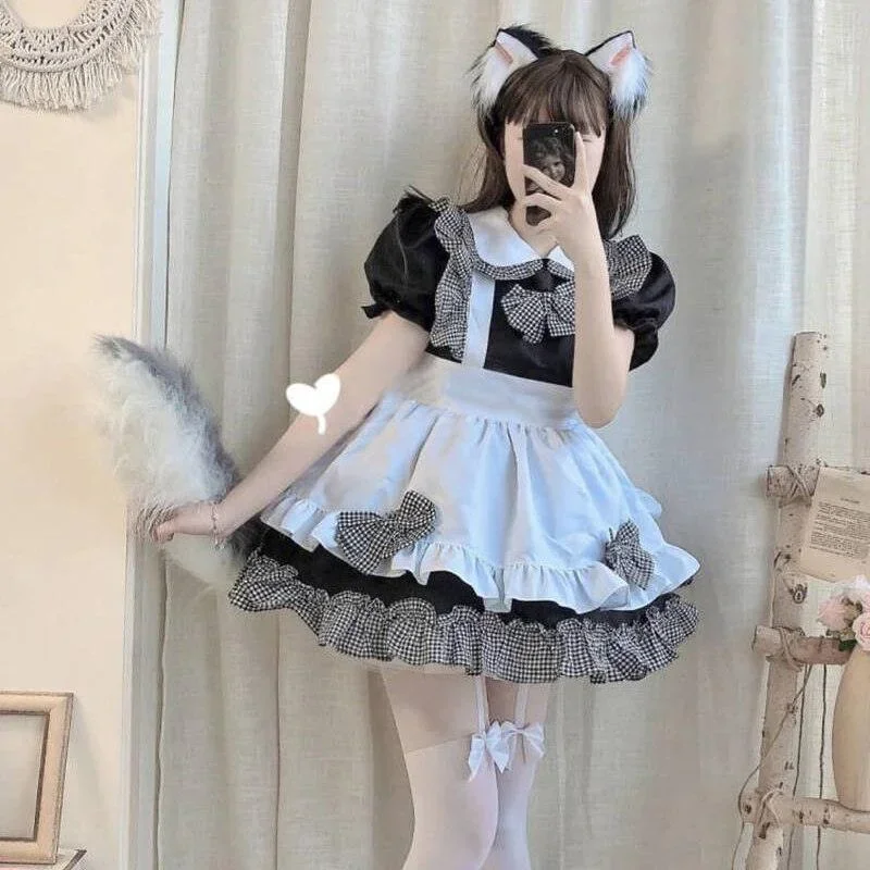 japanese-plaid-lolita-maid-dress