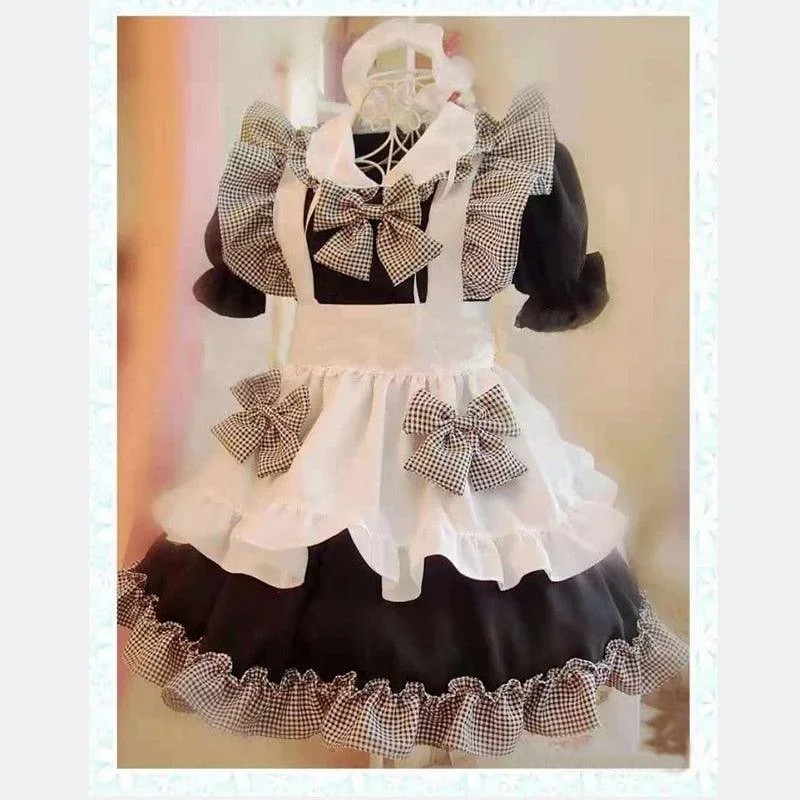 japanese-plaid-lolita-maid-dress