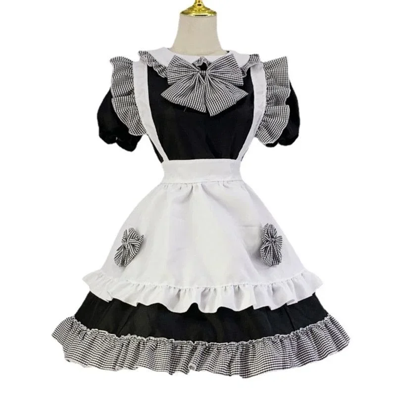 japanese-plaid-lolita-maid-dress