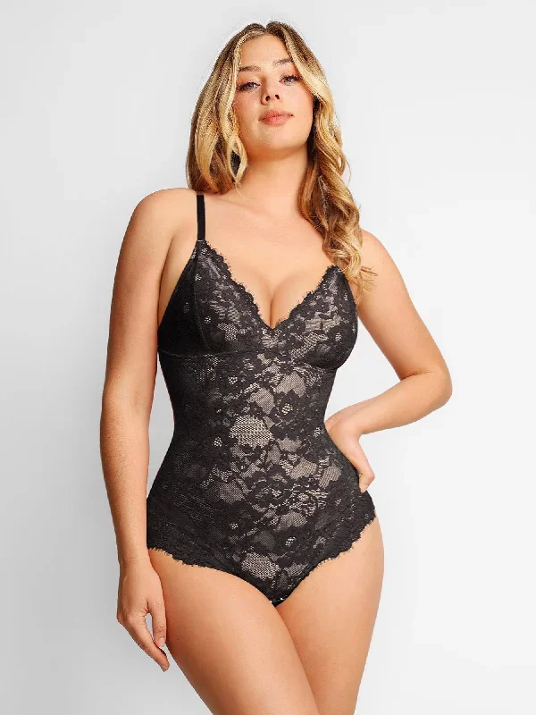 Lace Smooth Firm Control Thong Bodysuit