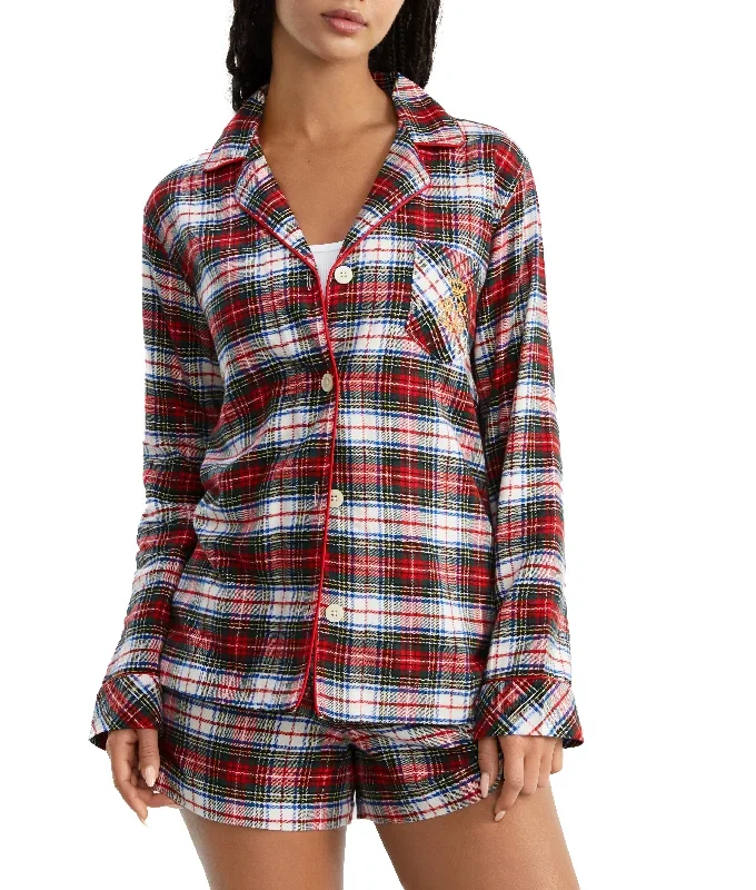 Lauren Ralph Lauren Women's Twill Plaid Woven Boxer Pajama Set