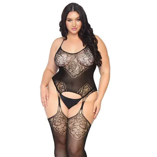 Leg Avenue Lace Suspender Bodystocking Plus Size