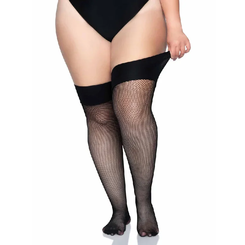 Leg Avenue Lucy Comfort-Fit Fishnet Thigh-High Stockings - Curvy