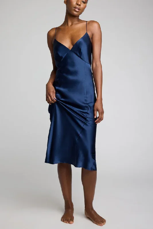 Eclipse Silk Slip in Navy