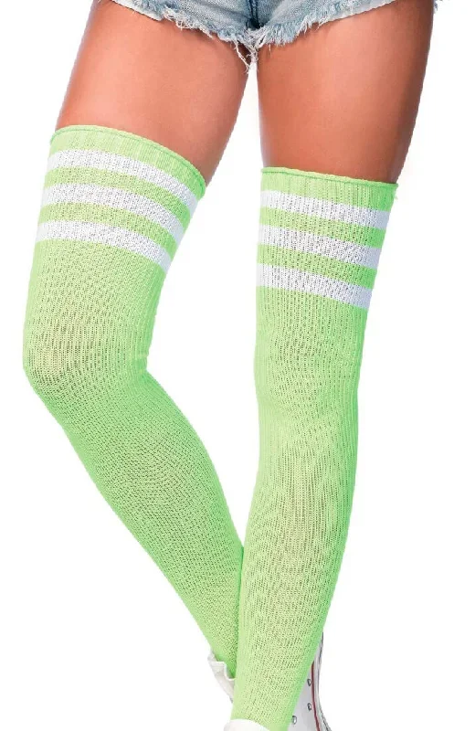 neon-green-athlete-stockings-with-white-stripes