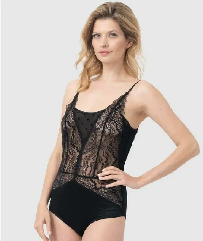 Oh!Zuza Patchwork Lace Bodysuit - Black