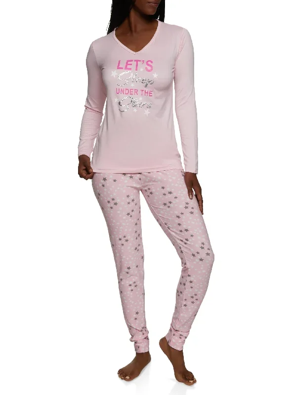 Lets Sleep Graphic Pajama Top and Pants