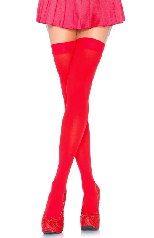 Red opaque thigh highs