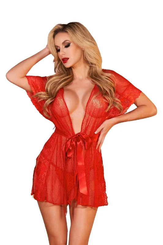 Sensual Satin Ribbon Open Side Date Night Robe