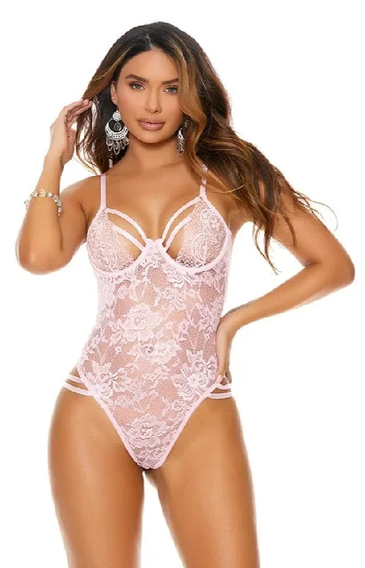 Sexy Blush Strappy Underwire Teddy