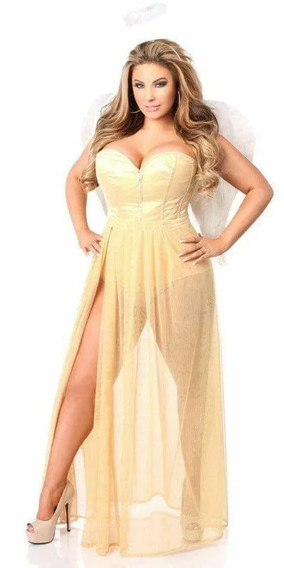 Sexy Deluxe 4 Piece Golden Angel Corset Halloween Costume