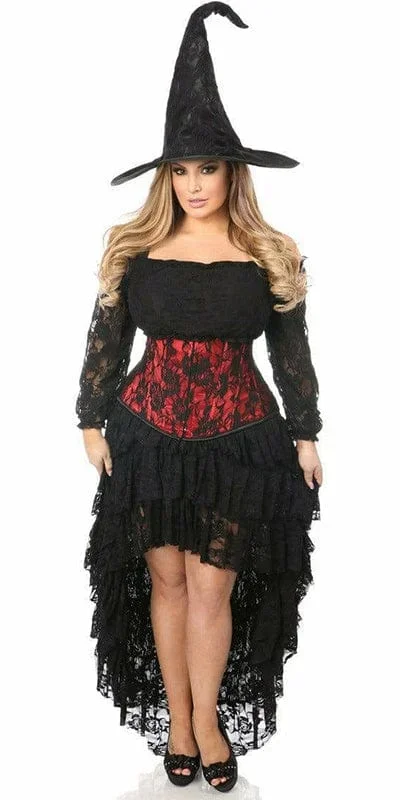 Sexy Deluxe 4 Piece Lace Witch Corset Halloween Costume