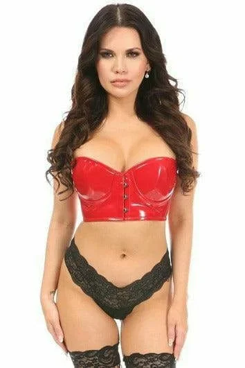 Sexy Red Patent PVC Underwire Short Bustier