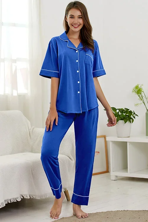 Short Sleeve Button Closure Pajamas Set