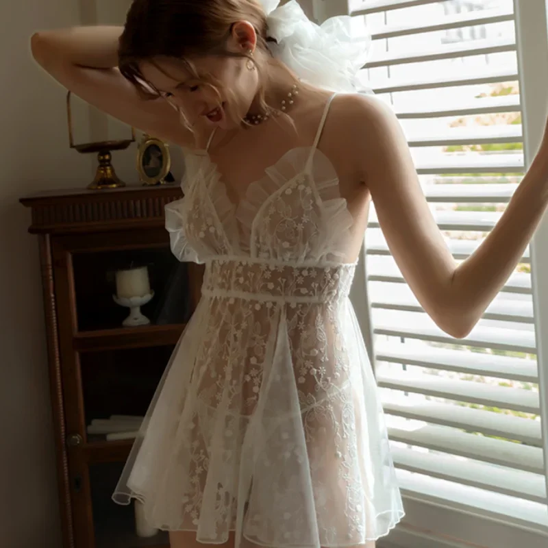 White Floral Lace Nightdress